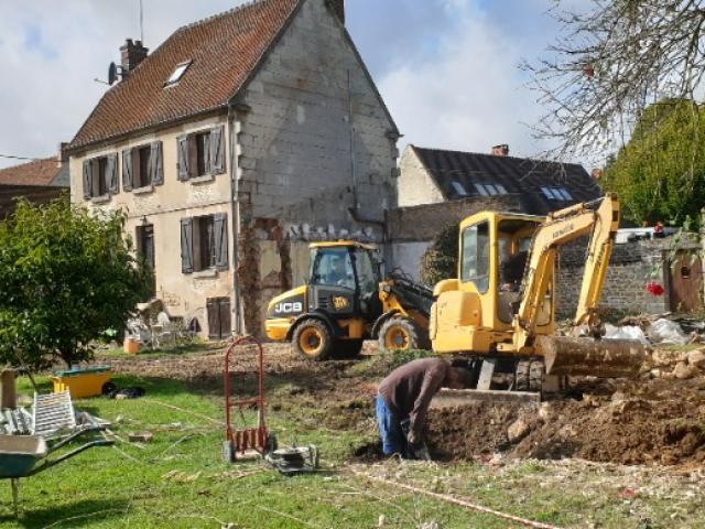 Chantier de démolition et d'aggrandissement
